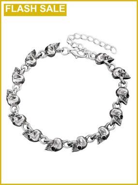 Skull Skeleton Stainless Steel Link Chain Unisex Bracelet Punk Style Adjustable
